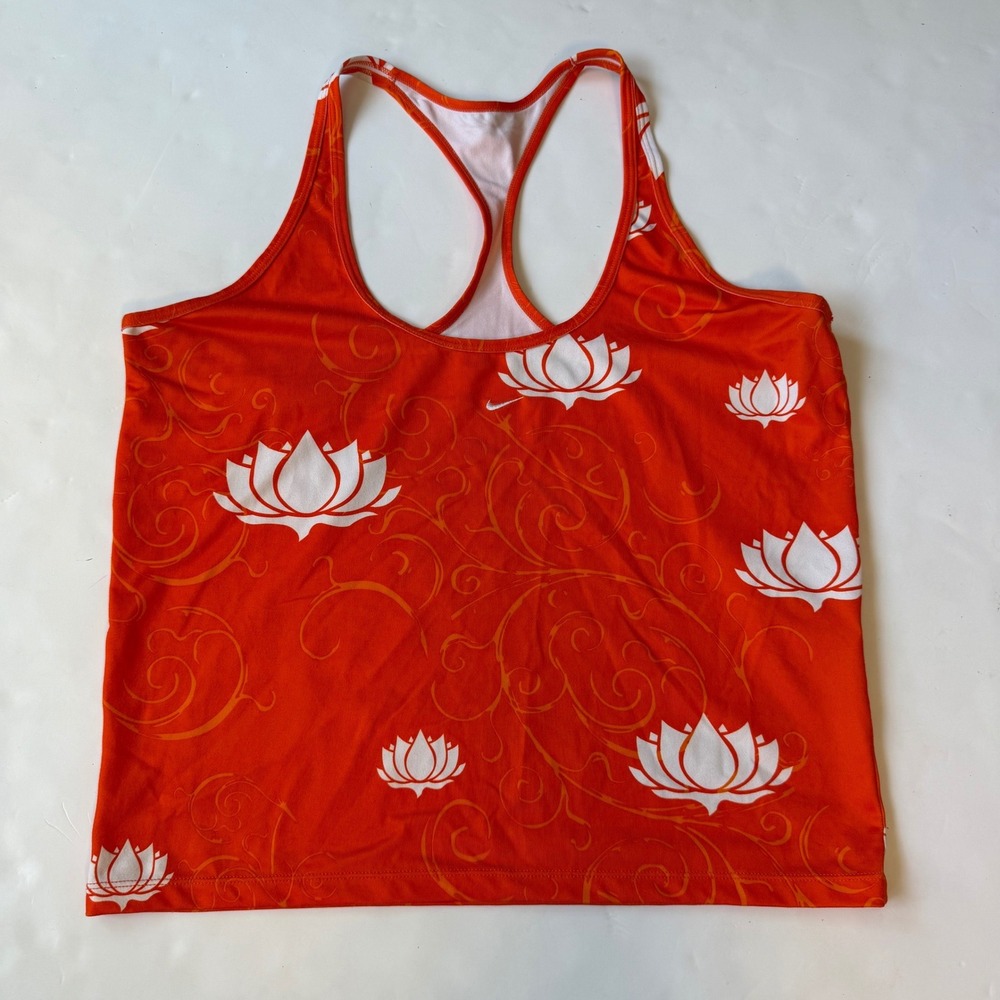 Vintage Nike y2k Orange Lotus Flower Racerback Yoga Tank Top Y2K XL granola